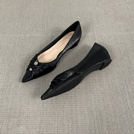 Damen elegante spitze Ballerinas mit kunstvollem Schleifenakzent EB