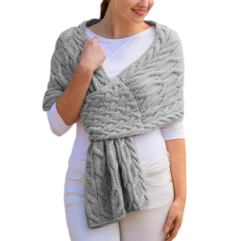 Damen Strickschal mit Zopfmuster & Vielseitigem Tragekomfort | EB