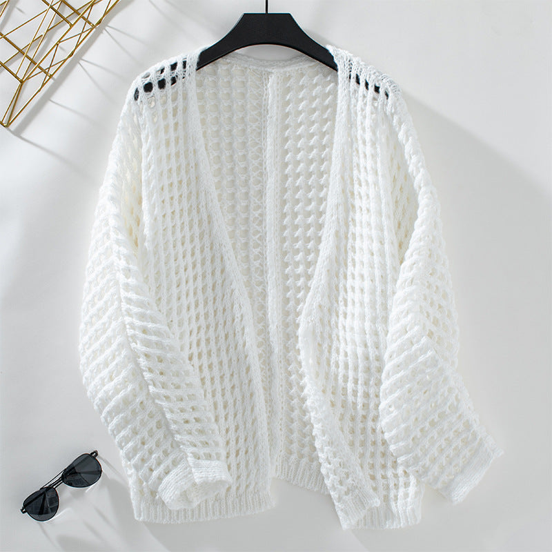 Damen luftige Strickjacke im modernen Netzdesign EB