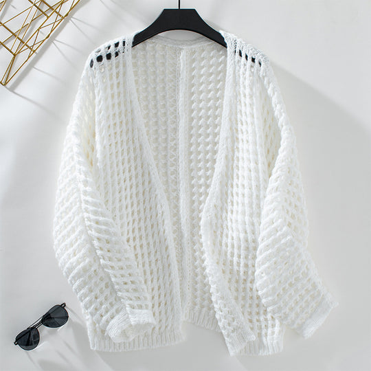 Damen luftige Strickjacke im modernen Netzdesign EB