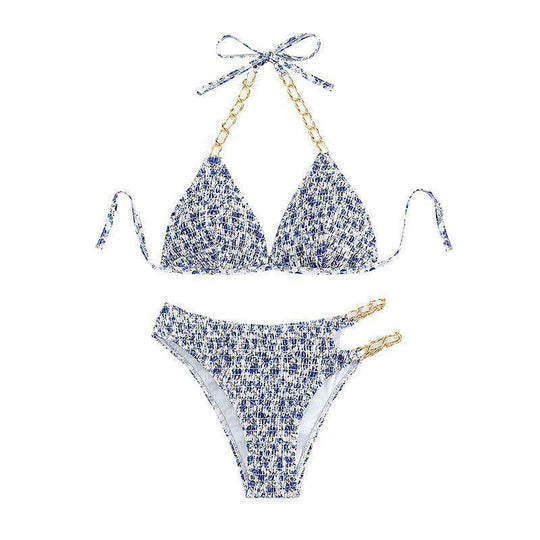 Damen Triangel-Bikini-Set mit glamourösen Kettendetails EB