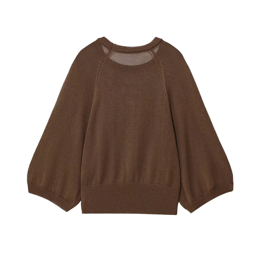 Damen lässiger Pullover mit Weitärmeln und elastischem Bund EB