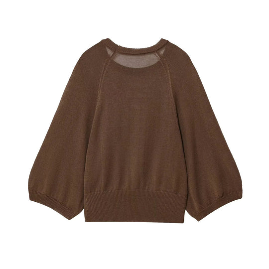 Damen lässiger Pullover mit Weitärmeln und elastischem Bund EB