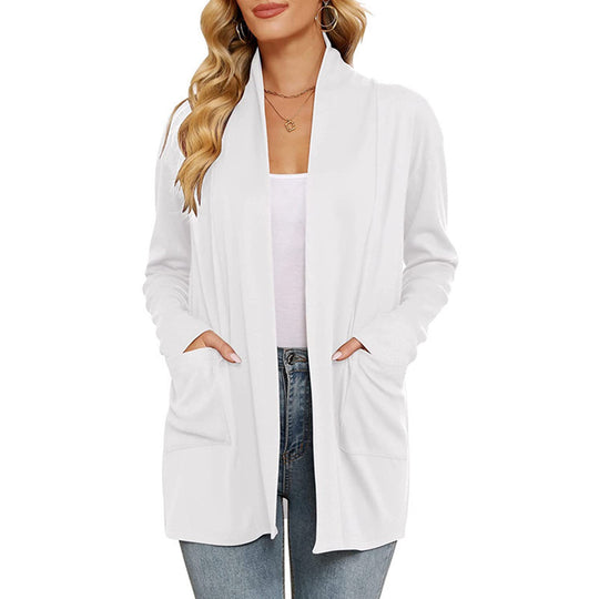 Damen lässiger Longcardigan mit Taschen EB