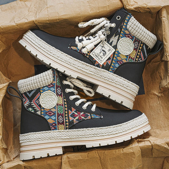 Damen Hochwertige Winterschuhe mit modischem Ethno-Design und robustem Profil EB
