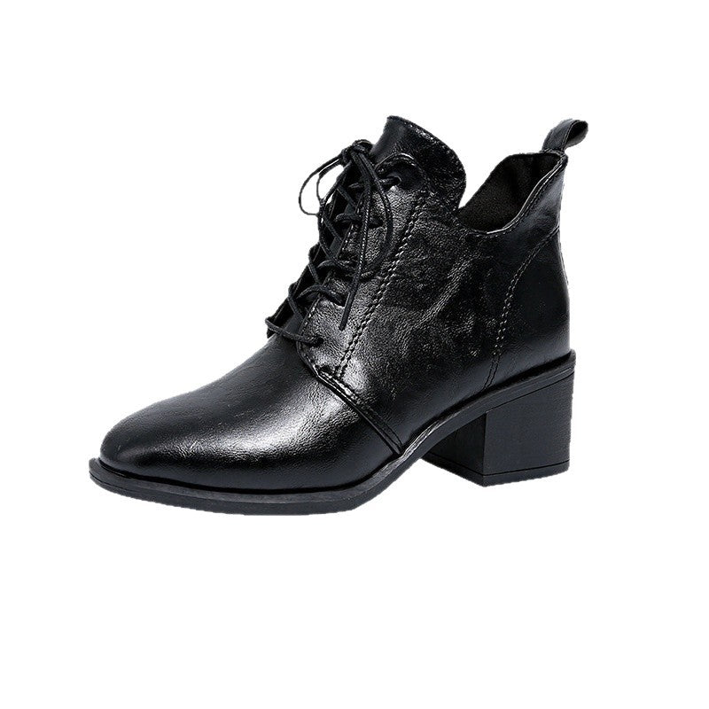 Damen Modische Schnür-Stiefeletten mit elegantem Blockabsatz EB