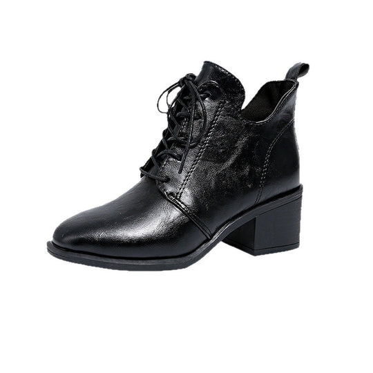 Damen Modische Schnür-Stiefeletten mit elegantem Blockabsatz EB