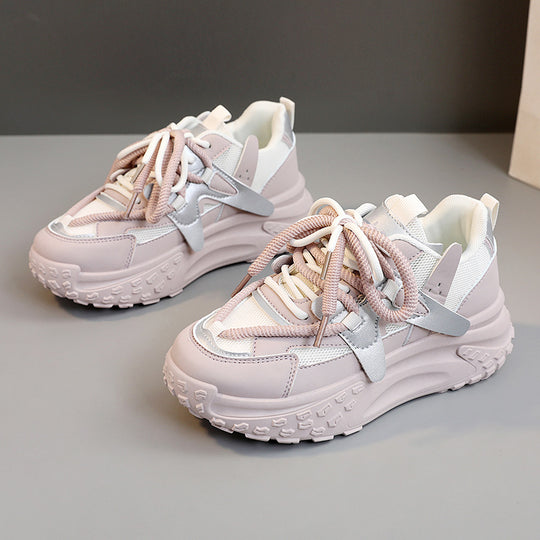 Damen trendige Chunky Sneaker mit dämpfendem Sohlenprofil und atmungsaktiver Oberfläche EB