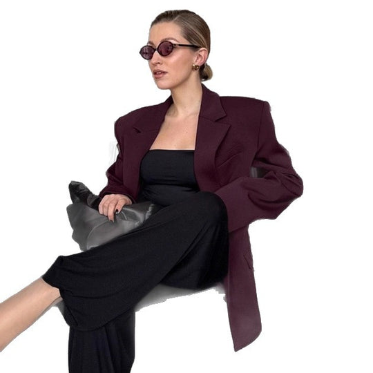Damen Elegante Oversized Blazerjacke mit detaillierten Knopfverschlüssen EB