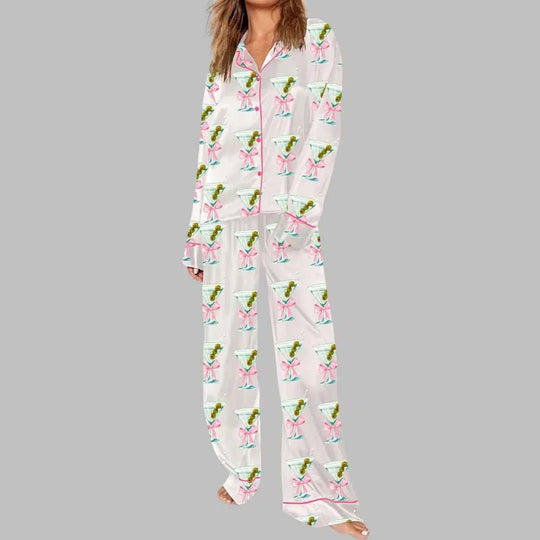 Damen Schlafanzug mit buntem Motiv EB