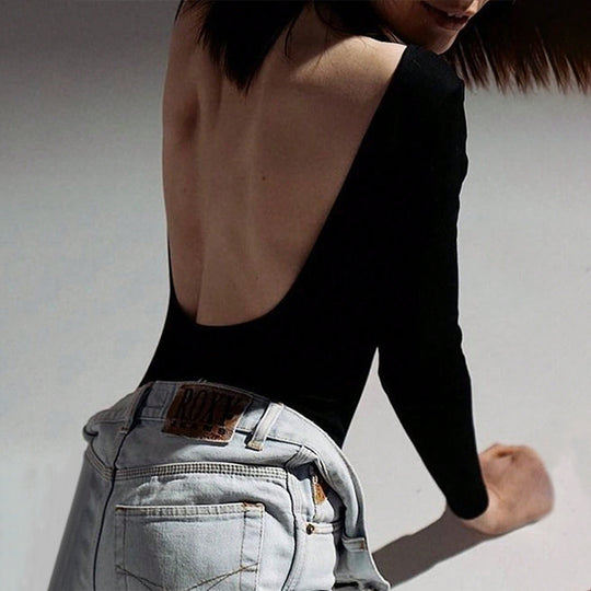Damen figurbetonter Langarm-Bodysuit mit hohem Rundhals, nahtloser Passform und stretchigem Jersey Eichborn Berlin