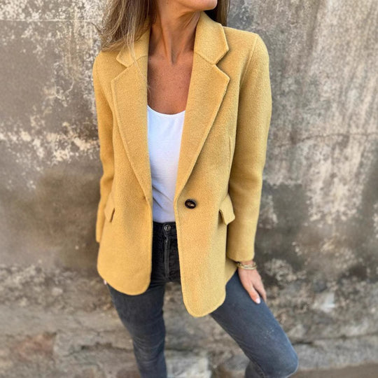 Damen elegante Wolljacke mit doppeltem Knopf EB