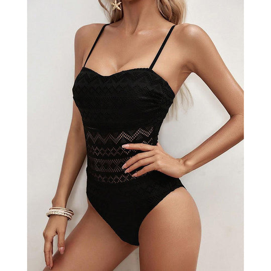 Damen Hochwertiger Einteiler Schwimmanzug mit Netzdetails EB