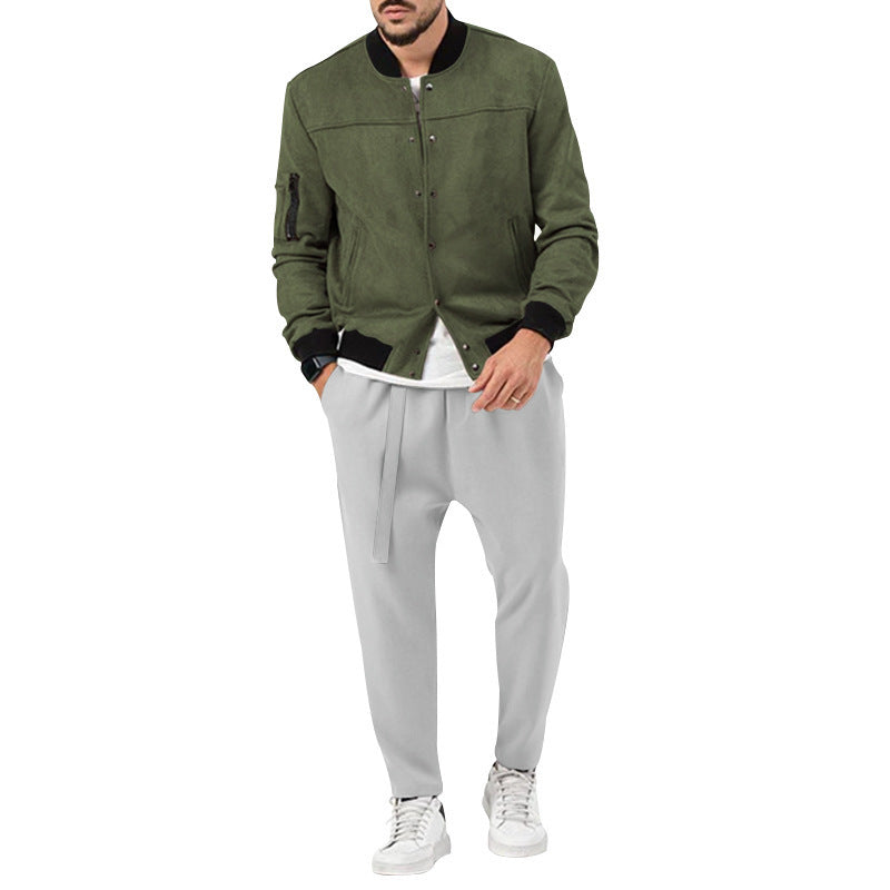 Herren modische Bomberjacke aus weichem Wildleder mit praktischen Taschen EB