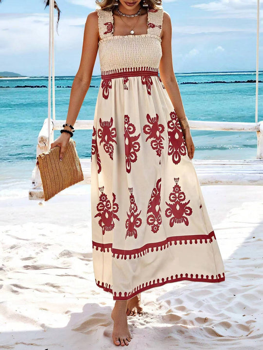 EB | Bedrucktes Brustwickelkleid im Urlaubsstil