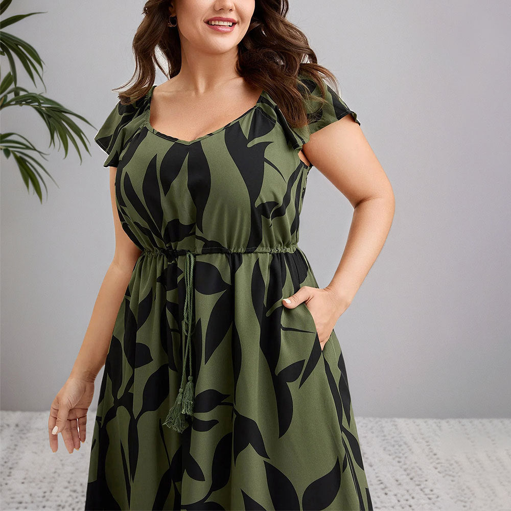 Damen Maxikleid mit floralem Muster und taillierter Silhouette EB