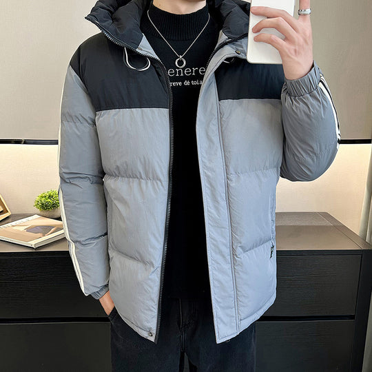 Herren modische und warme Steppjacke mit verstellbarer Kapuze EB