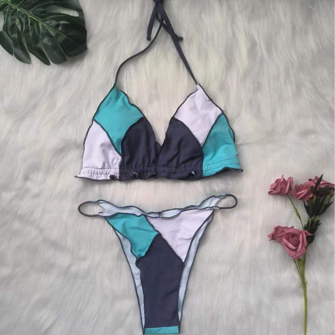 Damen Triangel-Bikini-Set mit geometrischem Design EB