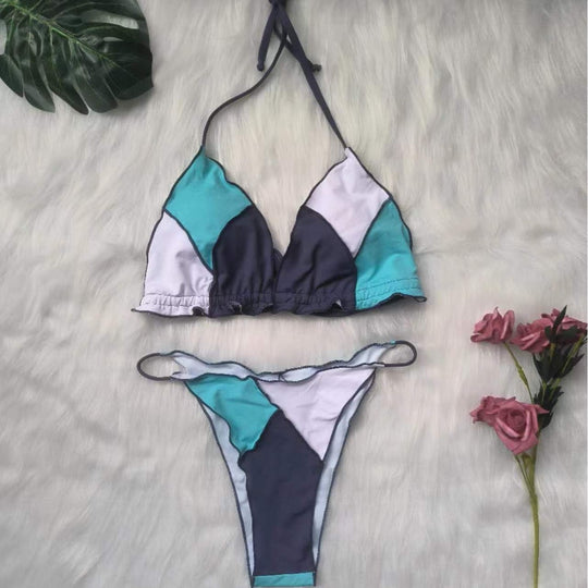 Damen Triangel-Bikini-Set mit geometrischem Design EB