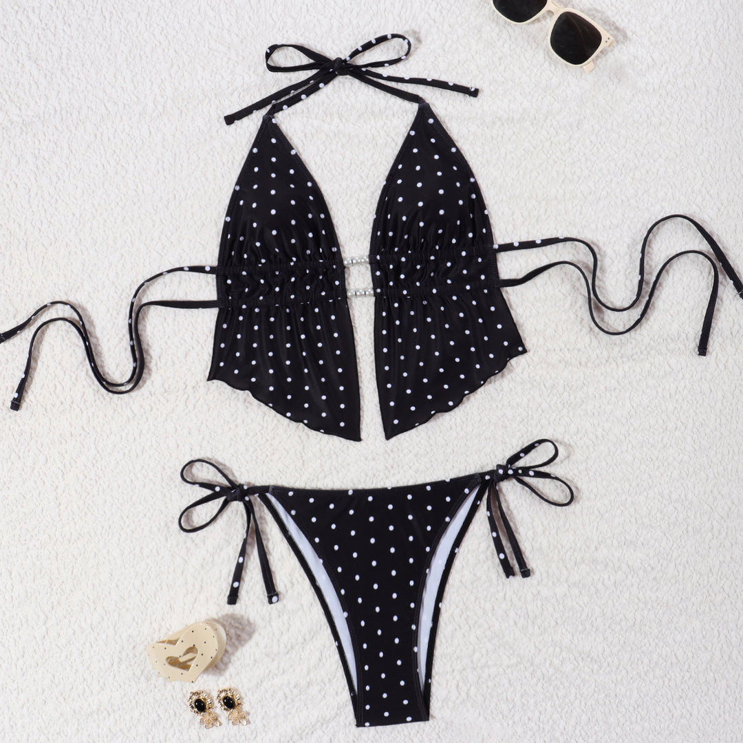 Damen Bikini-Set mit verspieltem Polka-Dot-Muster und verstellbaren Trägern EB