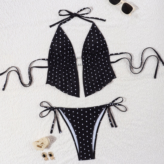 Damen Bikini-Set mit verspieltem Polka-Dot-Muster und verstellbaren Trägern EB