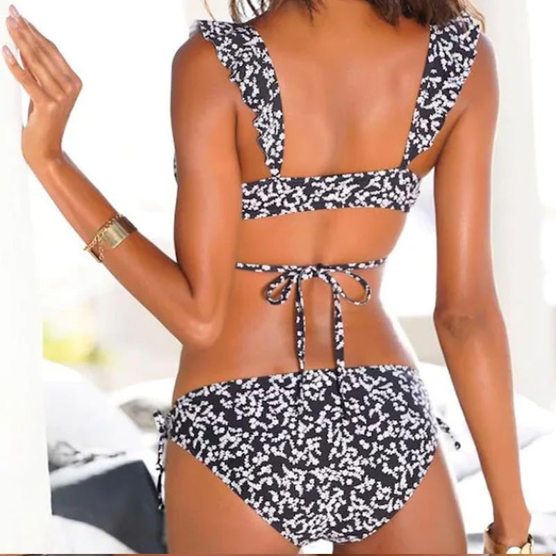 Damen Bikini mit buntem Spitzen-Design EB