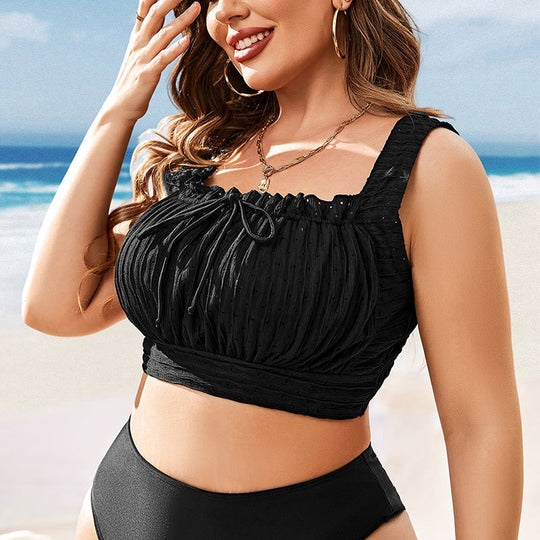 Damen Cropped Top Bikinioberteil mit modischen Rüschen EB