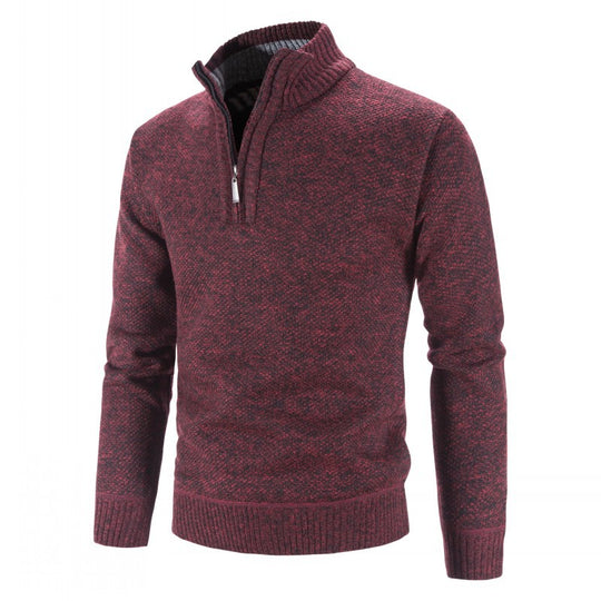 Herren modischer Strickpullover mit halbem Reißverschluss und strukturiertem Design EB