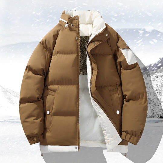 Herren wattierte Outdoor-Steppjacke mit hoher Stehkragen-Isolation und elastischen Bündchen EB