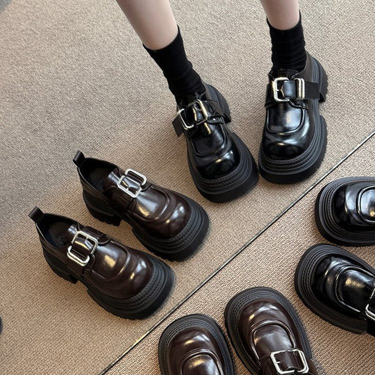 Damen chunky Schnürboots mit dekorativer Schnalle und robustem Sohlenprofil EB