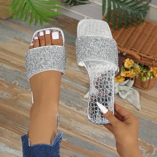 Damen Glitzernde Freizeitsandalen EB