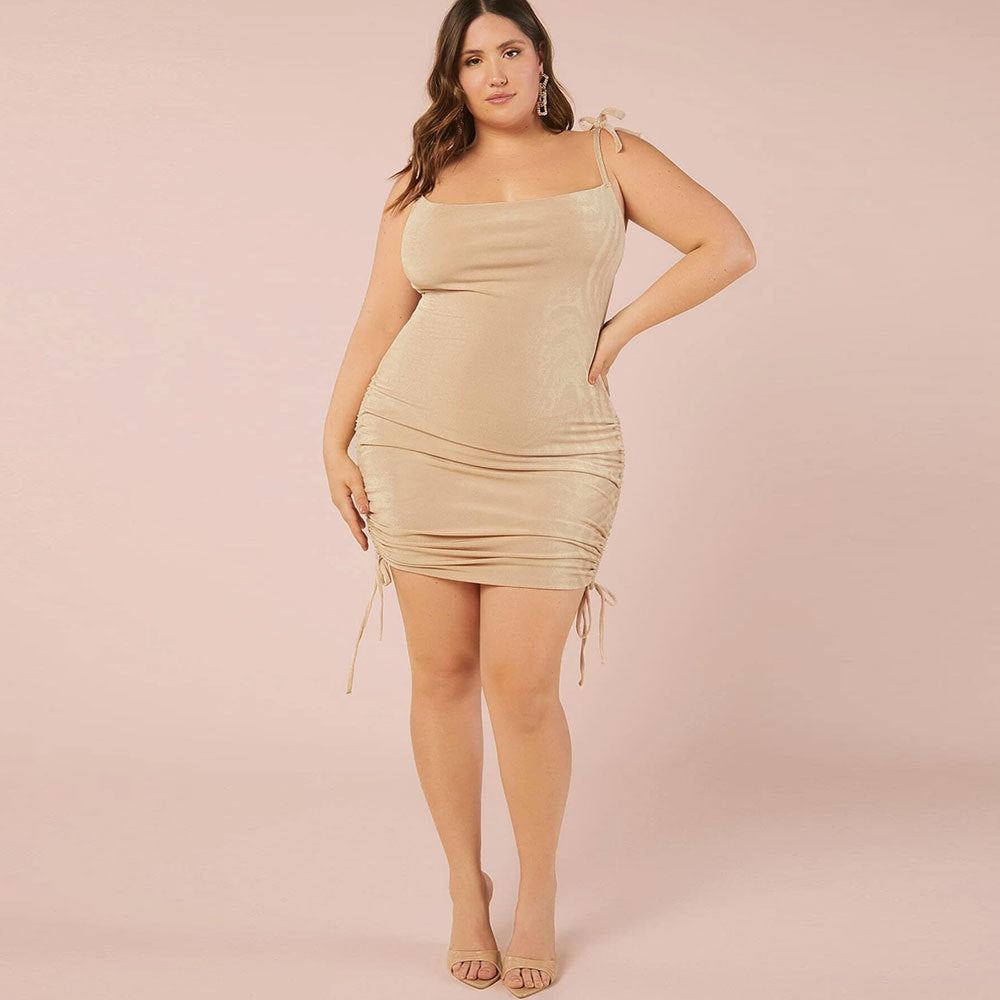 Damen Mini-Bodycon-Kleid mit raffiniertem Rüschendetail EB