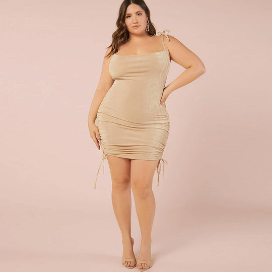 Damen Mini-Bodycon-Kleid mit raffiniertem Rüschendetail EB