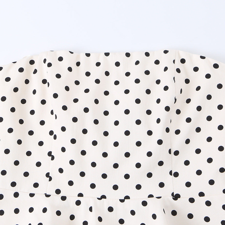 Damen Peplum-Oberteil mit strukturiertem Polka-Dot-Muster EB