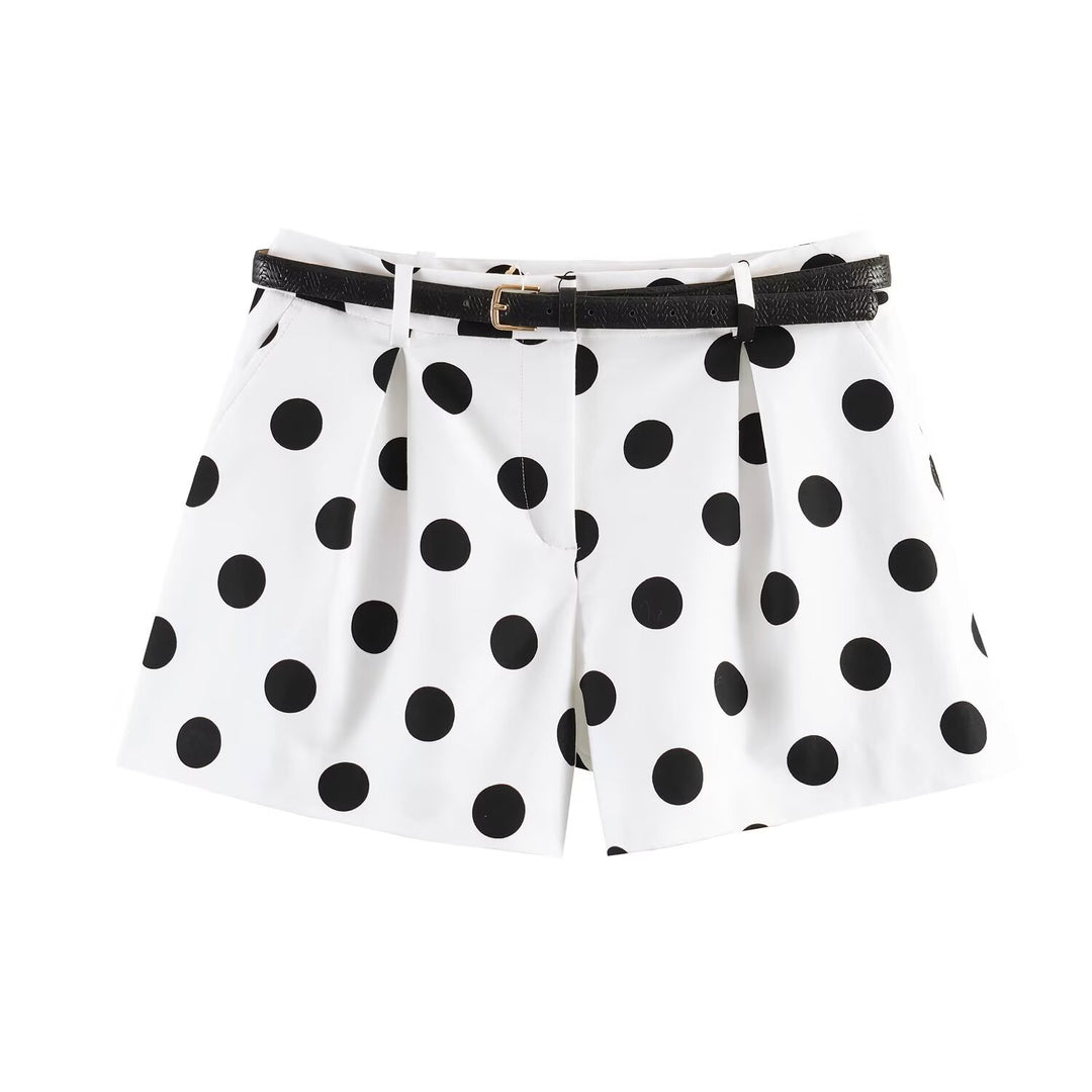 Damen High-Waist Shorts mit elegantem Faltenwurf und schmalem Gürtel EB