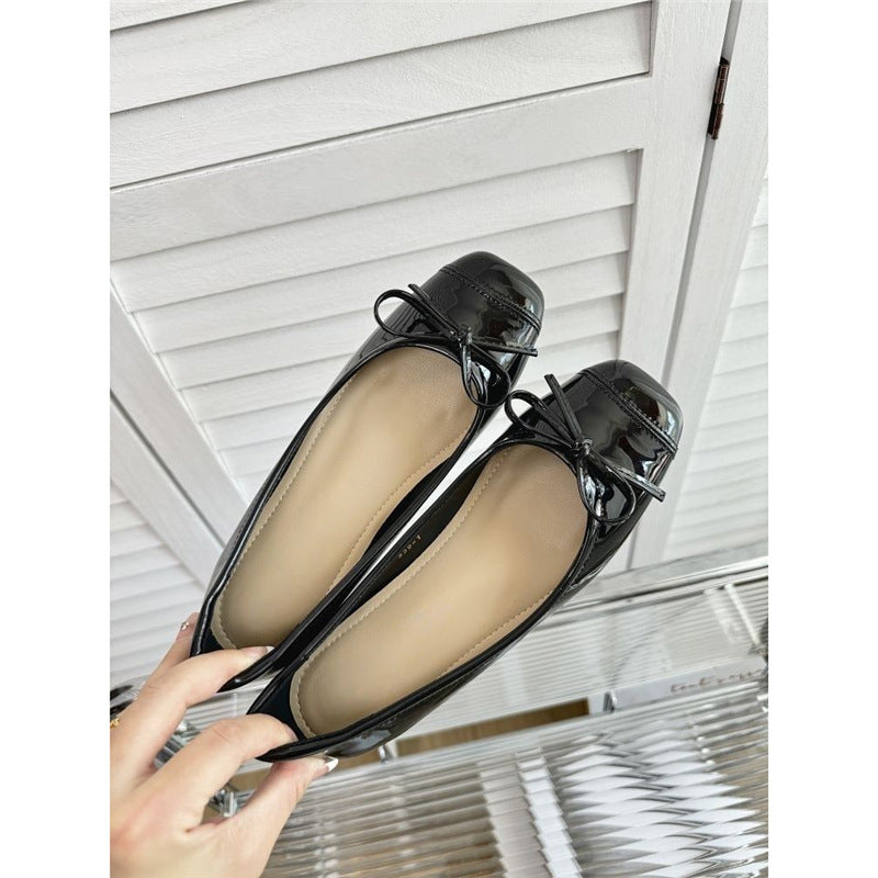 Damen elegante Ballerinas mit zierlichem Schleifenakzent EB