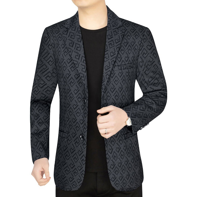 Herren Jacquard-Sakko mit geometrischer Struktur und teilgefüttertem Innenfutter EB