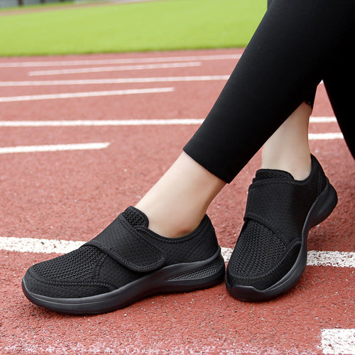Damen Bequeme Slip-On Freizeitschuhe mit verstellbarem Klettverschluss EB