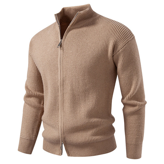 Herren Strickjacke mit hohem Kragen und durchgehender Reißverschluss EB