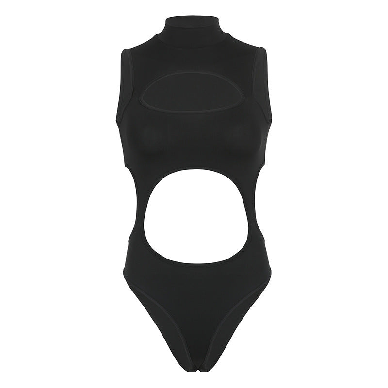 Damen Sportlicher Badeanzug mit hohem Kragen und raffiniertem Cut-Out EB