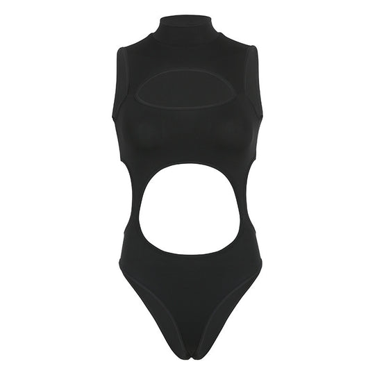 Damen Sportlicher Badeanzug mit hohem Kragen und raffiniertem Cut-Out EB
