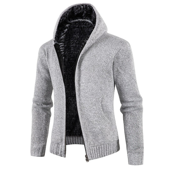 Herren Strickjacke mit Kapuze und weichem Innenfutter EB