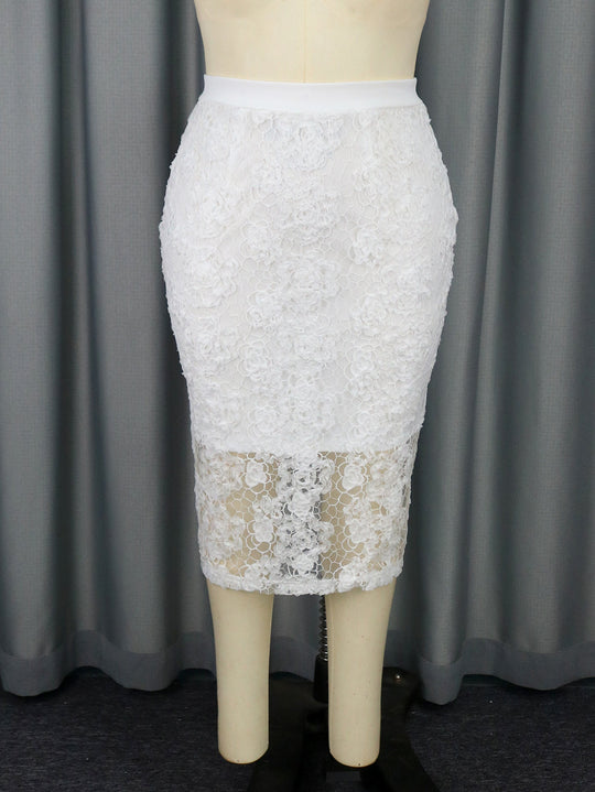 Damen Eleganter Spitzenrock mit floralen Akzenten EB