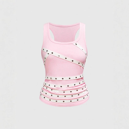 Damen Sportliches Top mit stylischen Nieten-Details EB