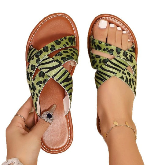 Damen Komfortable Riemchen-Sandalen mit trendigem Tiermuster EB