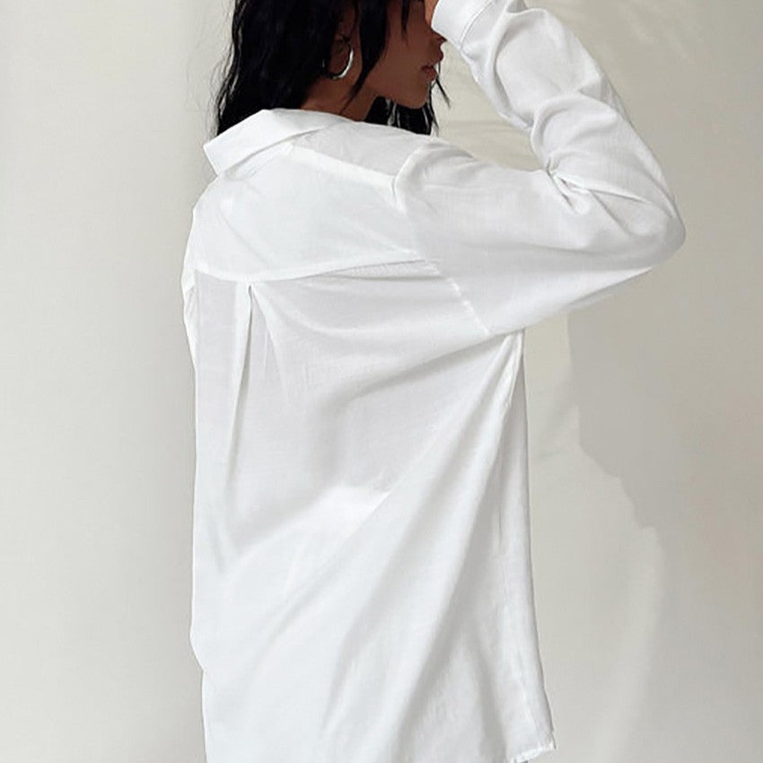 Damen Lässiges und luftiges Pyjama-Set mit Button-Down-Shirt und Shorts EB