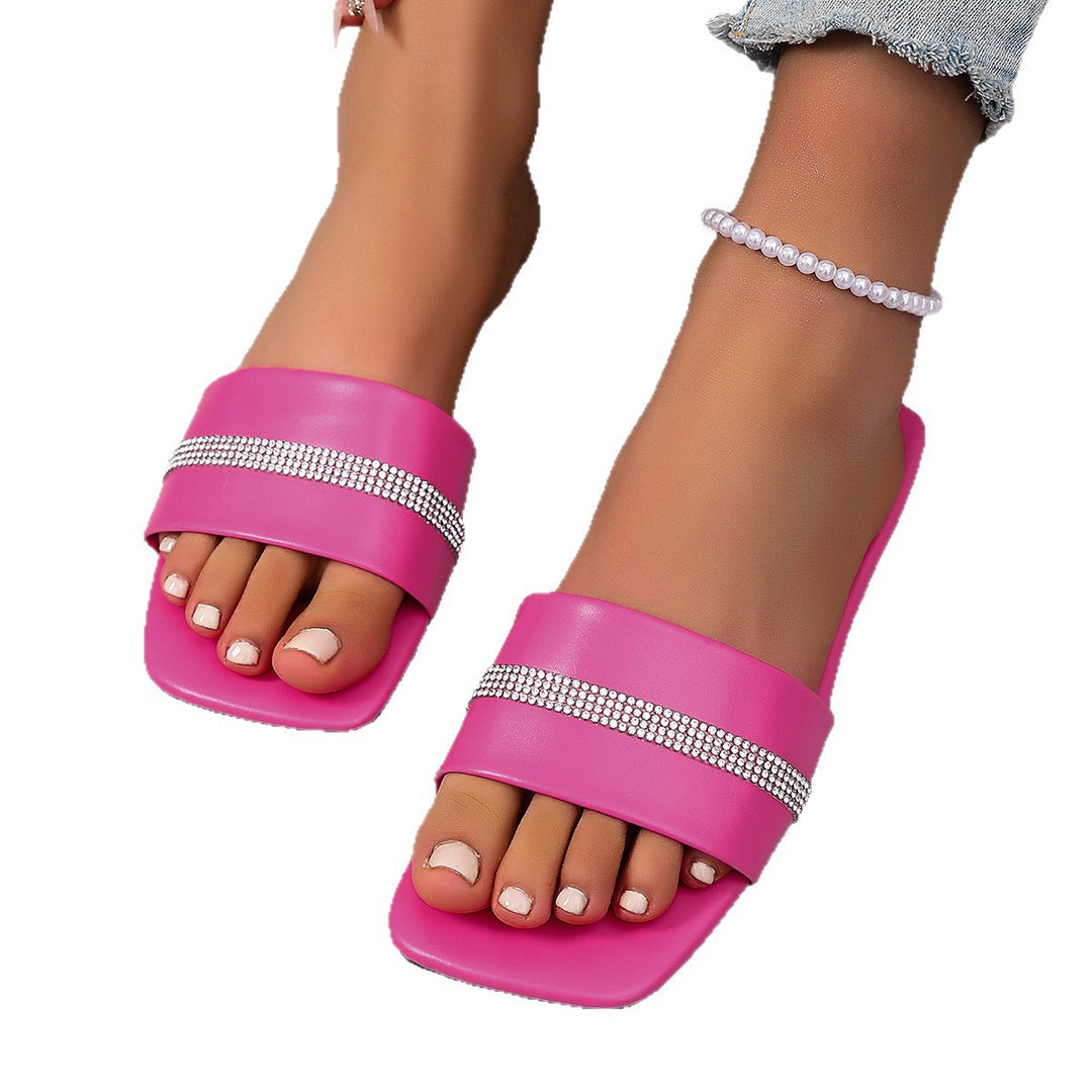 Damen Glamouröse Slide-Sandalen mit beeindruckenden Strass-Akzenten EB