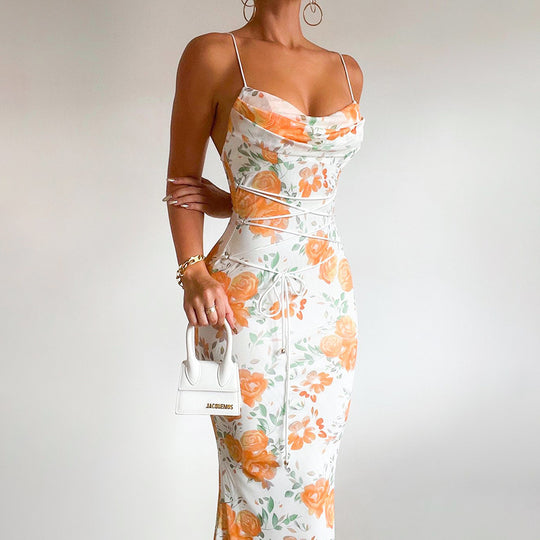 Damen Floral Bodycon Kleid EB