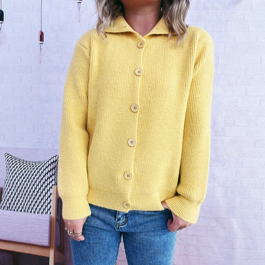 Damen gestrickte Oversize-Jacke mit Knopfleiste und weitem Schnitt EB