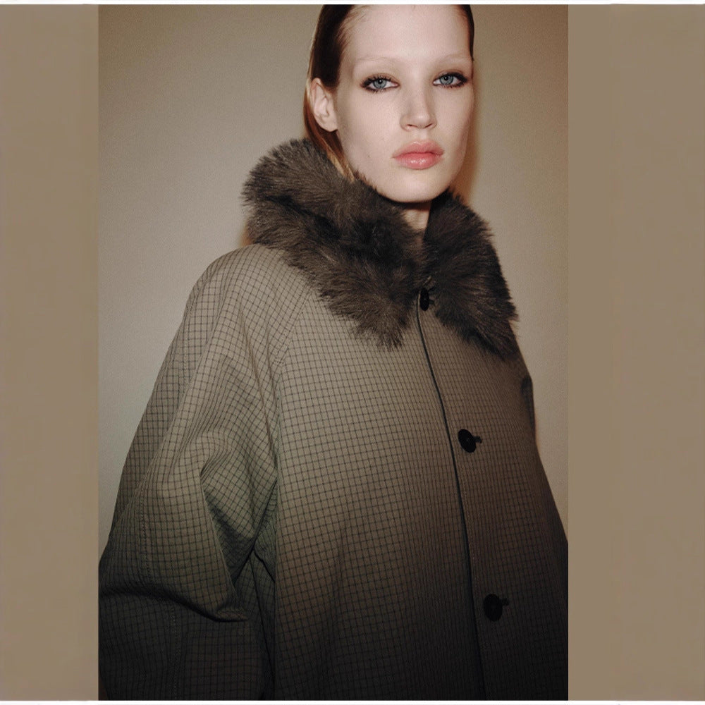 Damen Modische Manteljacke mit elegantem Kragen und Knopfverschluss EB